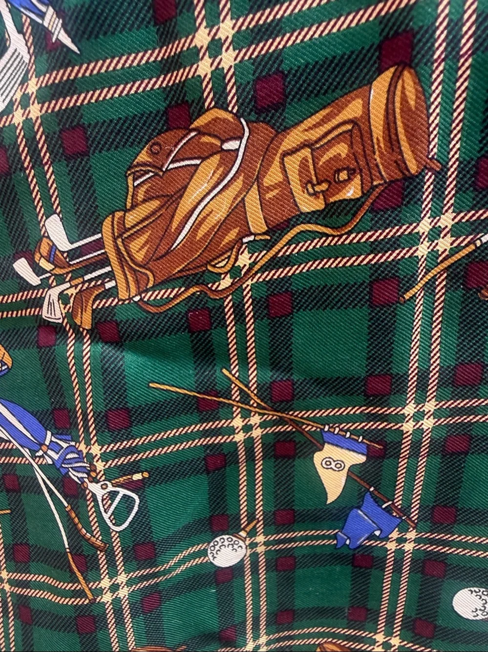 Mens Silk Scarf Golf Preppy made in Italy